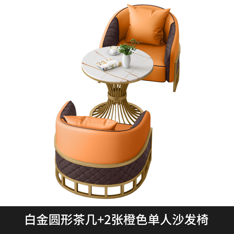 Sales office business reception reception table and chair combination casual coffee shop milk tea shop single and double sofa booth