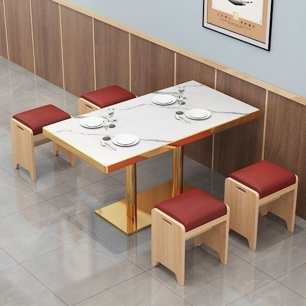 Commercial slate dining table theme restaurant barbecue shop snack shop restaurant ramen solid wood stool slate dining table casual style