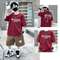 Boys' summer  new korean style fashionable two-piece set: trendy letter print casual outfit for older boys