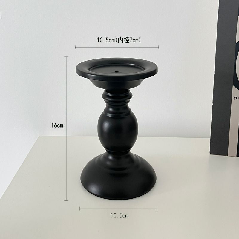 Quirky & creative retro black roman column candle holder - iron art decorative tabletop accent for aromatherapy candles