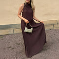 women's summer new arrivals: european and american cross-border fashion - elegant solid color halter sleeveless dress