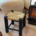 Rattan stool retro stool high-looking backrest coffee table stool solid wood shoe changing stool casual modern for home living room stool