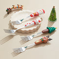 Wholesale christmas high-value stainless steel dessert spoons - cute cartoon creative coffee stirrers - gift tableware set
