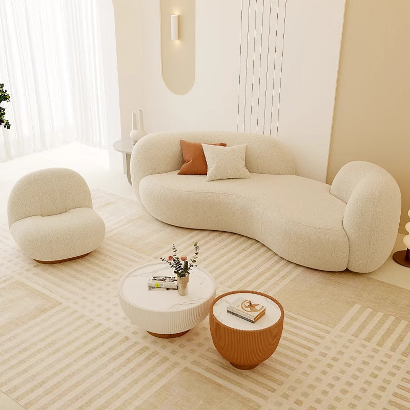 Nordic cream style sofa - modern minimalist living room, small apartment, beauty salon, clothing store reception area fabric sofa