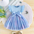 Children's clothingfashionsweet girl flying sleeves bows mesh summerdressfashion