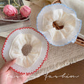 French girl lace double-layer scrunchie hair tie - extra large headband, high-end elastic hair rope