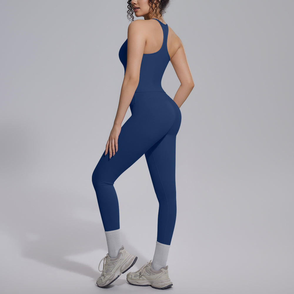 New arrival cross-border fashion double-sided brocade i-shaped beautiful back yoga suit sports running fitness running two-piece set for women