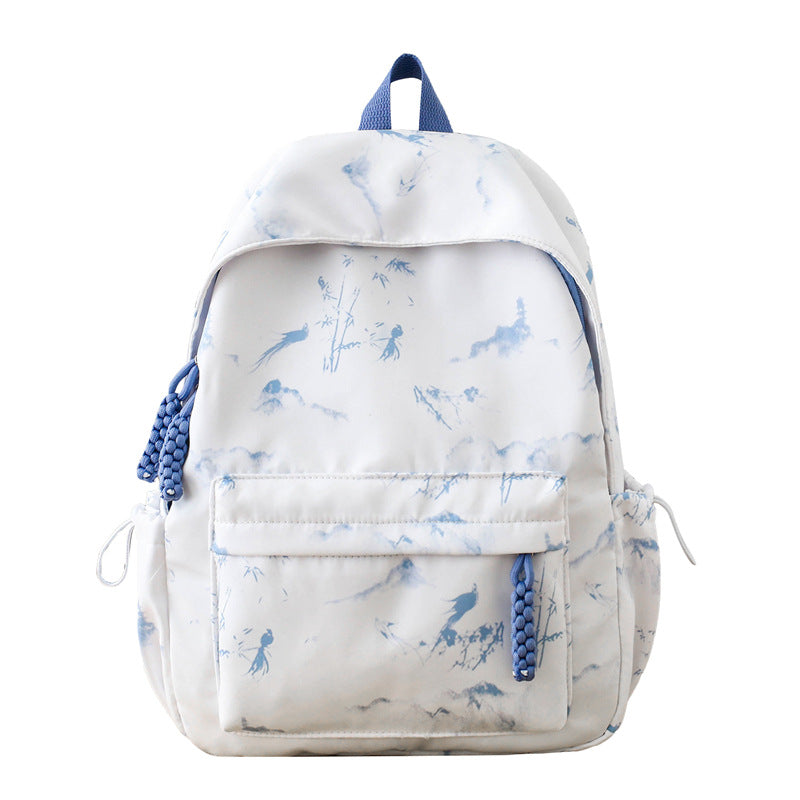 New fresh and sweet girl backpack large capacity simple student schoolbag tie-dye printing national style literary backpack