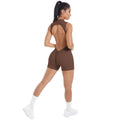 European and american new sleeveless barely-there open-back yoga bodysuit, tight-fitting activewear jumpsuit for outdoor running and fitness