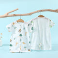 Baby short-sleeve snap-crotch romper, infant home air conditioning suit, breathable mesh crawling jumpsuit for 0-2 year olds