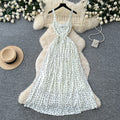 French polka dot suspender pure desire backless dress women's summer k-style sleeveless waist slimming lookelegant long skirt holiday style