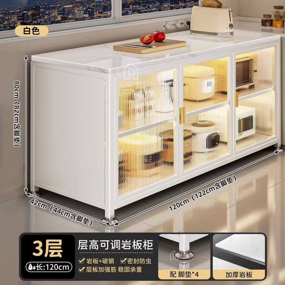 Medieval style sideboard changhong glass with lights for home restaurant tea storage cabinet cream style multifunctional water bar cabinet