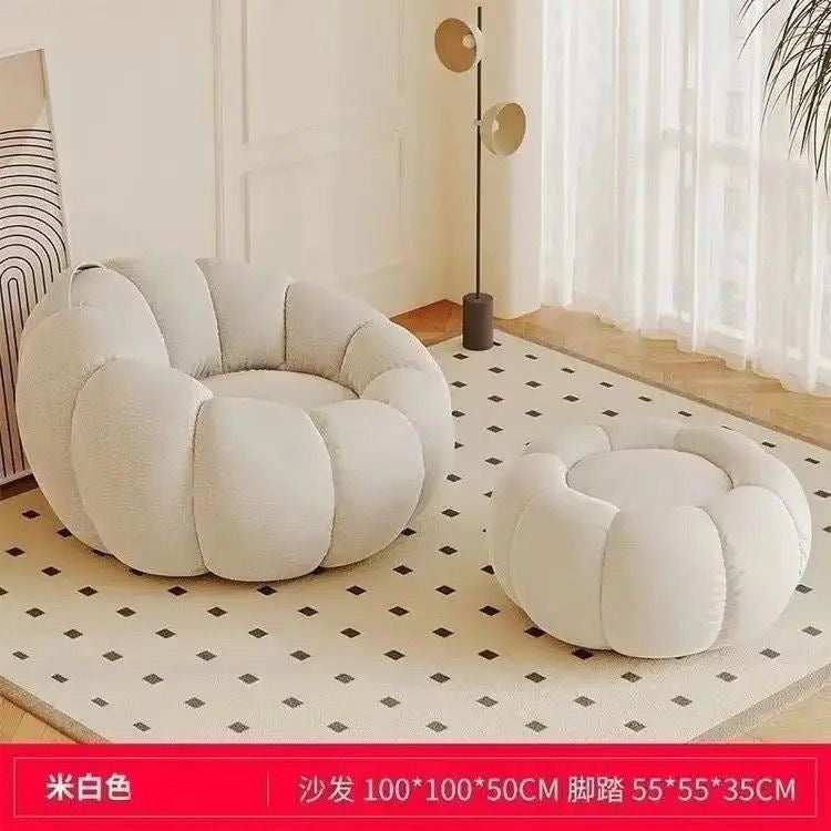 Cream style lazy sofa can lie down and sleep pumpkin sofa chair casual chair cashmere fabric sofa single sofa