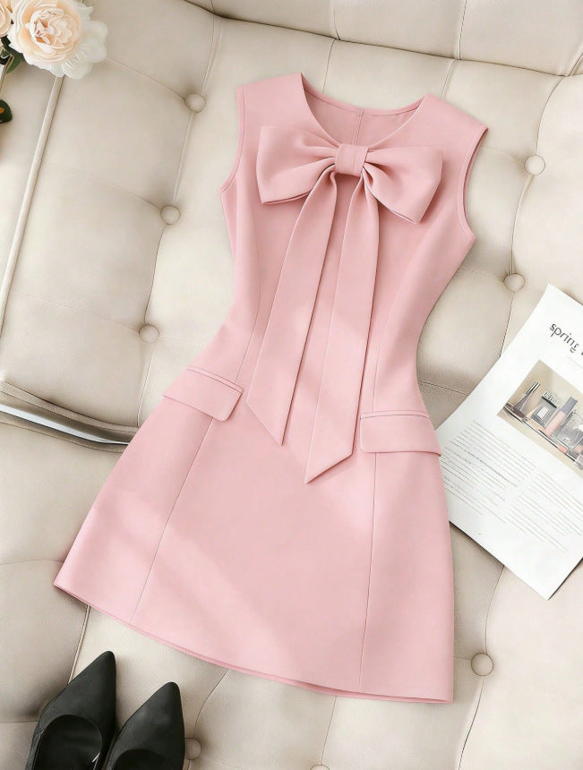 european and american cross-border summer chic sleeveless knitted mini dress with cinched waist and slim fit