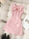 european and american cross-border summer chic sleeveless knitted mini dress with cinched waist and slim fit