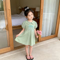 Girls' summer dress  new style: sweet bow short-sleeve summer dress for young children, stylish casual princess dress