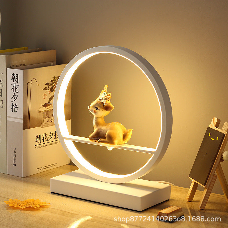 Creative nordic deer table lamp - bedroom bedside lamp - couple's warm & romantic ambiance - red wedding gift led lamp