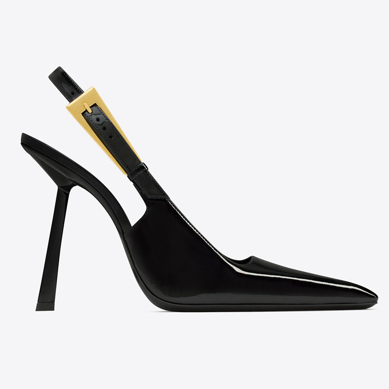 2026 summer new european and american style square toe stiletto heel sandals - patent leather upper, rubber sole, microfiber lining - women's shoes