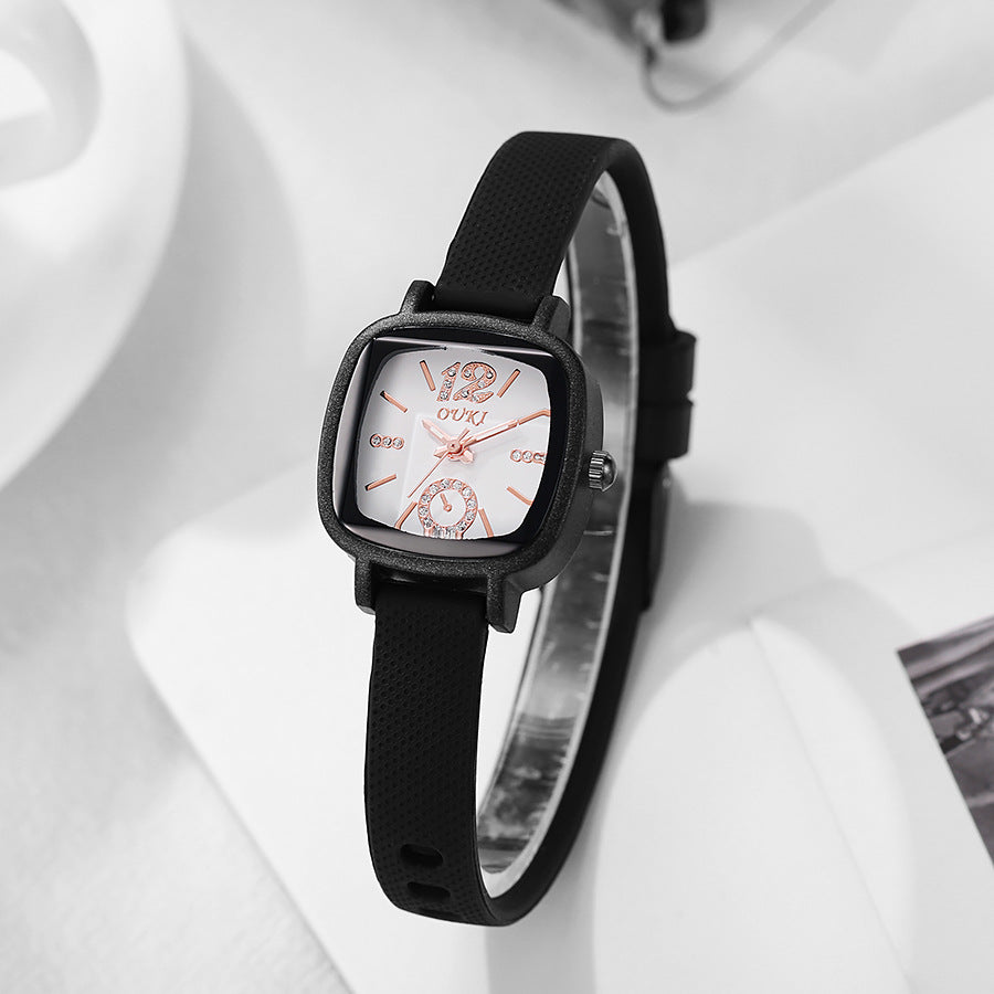 Ouki new tiktok cross-border high-value in-stock square watch silicone strap student watch women's watch wholesale