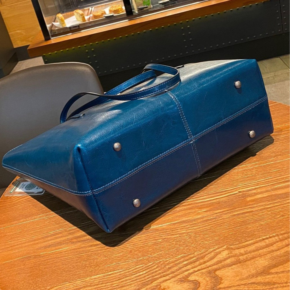 Vintage leather tote bag for women - 2025 new collection - large capacity genuine leather commuter shoulder bag