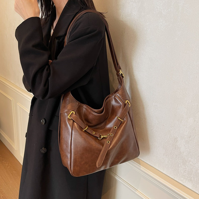 Cross-border 2025 new Maillard large-capacity shoulder bag autumn and winter versatile backpack women's commuter tote bag