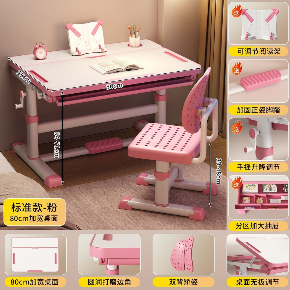 Adjustable height desk and chair set for kids - perfect for elementary school students, home study, and writing