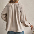 cross-border fashion raglan sleeve tie-front v-neck casual comfortable loose fit long sleeve top/blouse