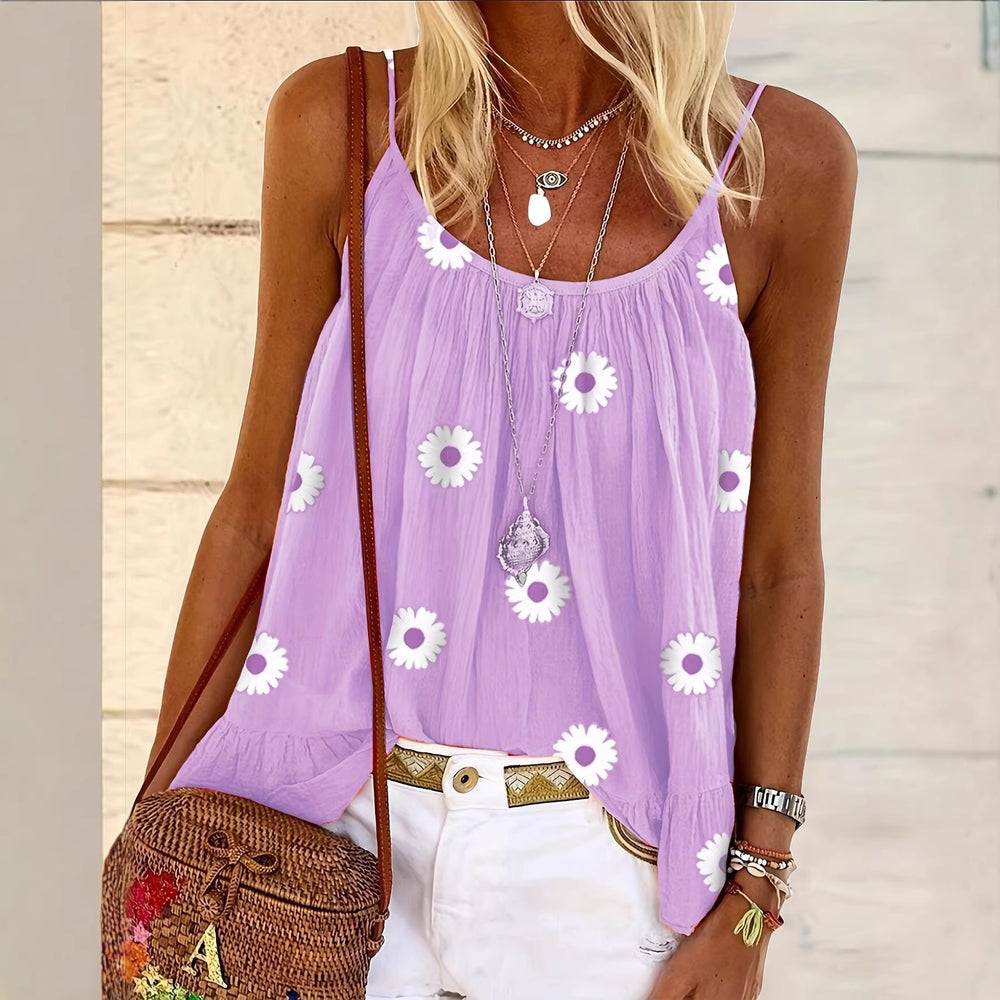 summernew arrivaldaisy floral camisole looseslimming lookins styletops inner wear vacationcasual women's style