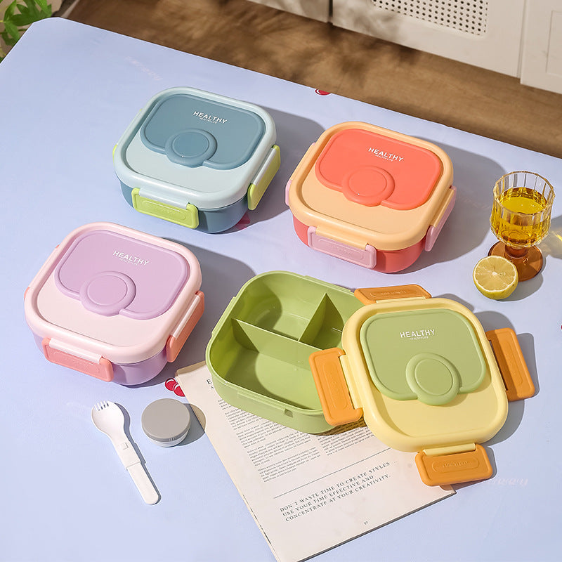 High-style, divided lunch box made with 304 stainless steel. perfect for students and office workers, this bento box is microwave-safe and ready for your packed lunch