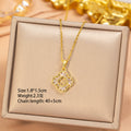 X8361 - gold - four-leaf clover necklace [titanium steel chain, copper inlaid zircon pendant]