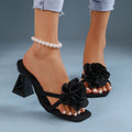 2026 summer new arrival: plus-size women's casual comfortable floral european and american style lace-up high heel sandals - one size fits most