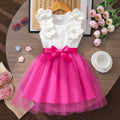 Girls' dress for toddlers and young children, pearl flower bow mesh dress