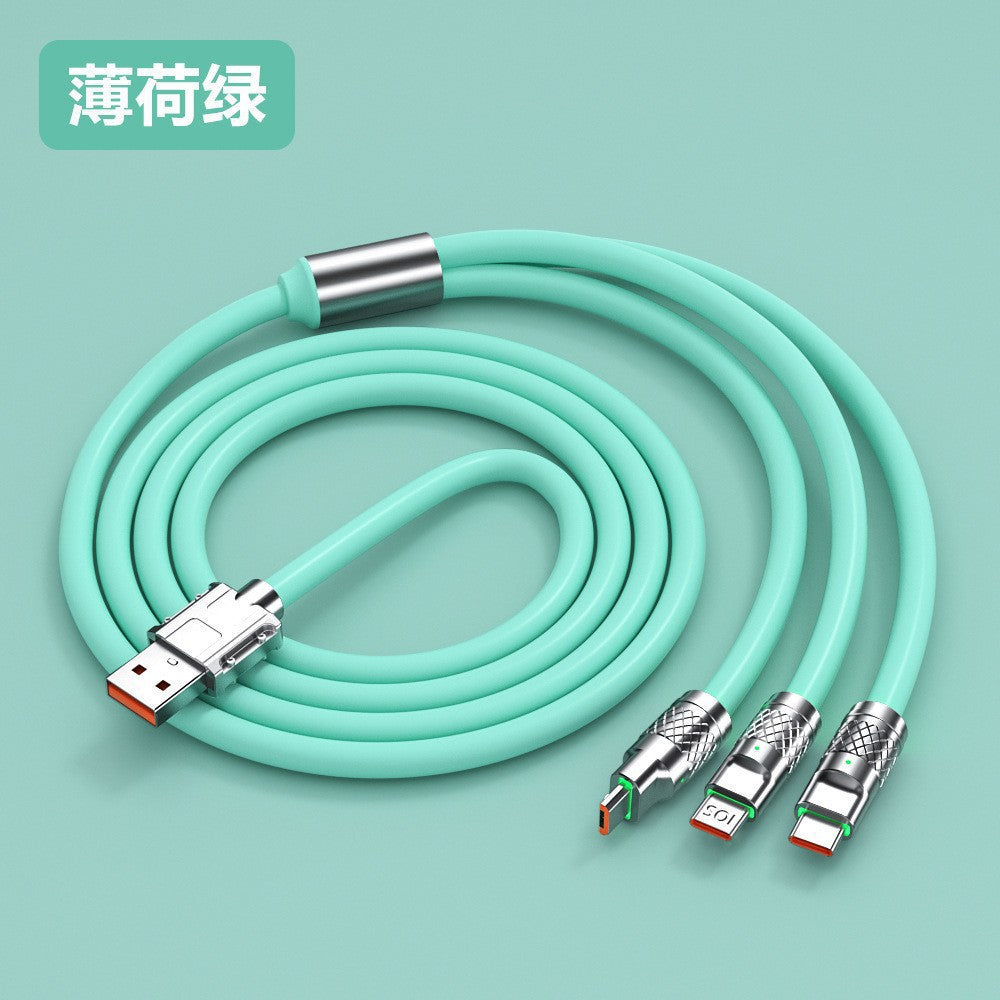 100w braided 3-in-1 fast charging cable - compatible with android, apple, huawei, and xiaomi phones