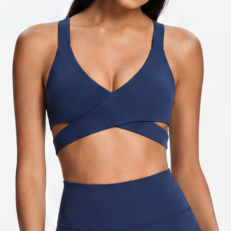 Spring/summer ballet-inspired activewear set: women's sexy, breathable, criss-cross back, slim-fit yoga top and bottoms