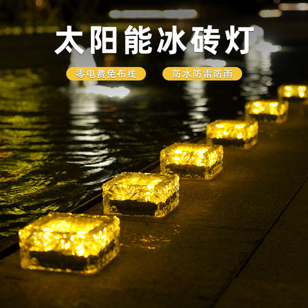 Outdoor Solar Light LED Patio Dining Table Restaurant Bar Tabletop Garden Lawn Decoration Ice Cube Floor Tile Light