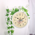 European style iron double-sided wall clock, creative rustic hanging clock, modern living room wall clock, bedroom clock, silent large size