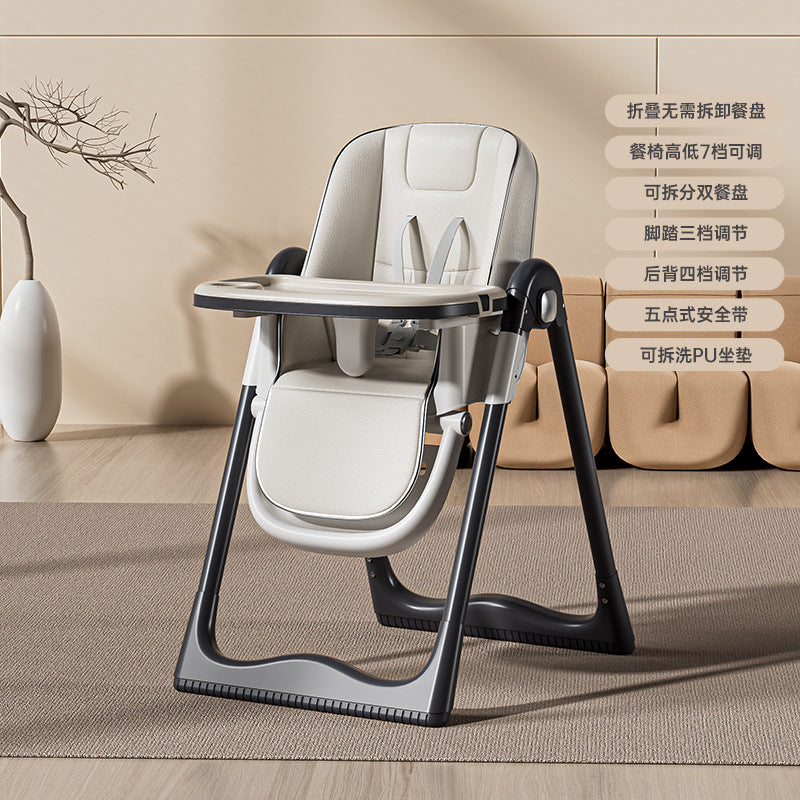 Baby Dining Chair Eating Chair Multifunctional Portable Foldable Home Children's Chair Baby Dining Table with Wheels