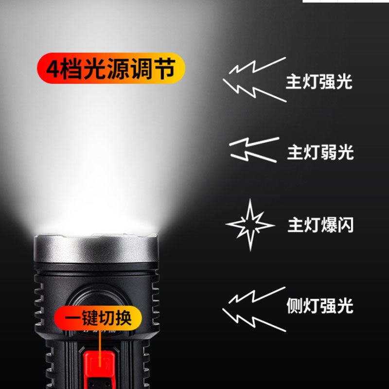 Cross-border new outdoor portable strong light flashlight USB charging OSL highlight mobile COB power LED flashlight