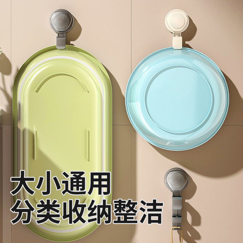 Wholesale non-punching washbasin hook wall-mounted bathroom storage rack toilet basin rack hanging basin artifact