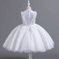 Children's fashionable european and american style mesh tutu dress - sleeveless flower girl dress for piano recitals and runway shows