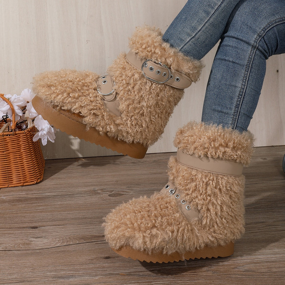Plus size women's winter snow boots - new  collection: fleece-lined, extra thick, warm cotton shoes with non-slip soles