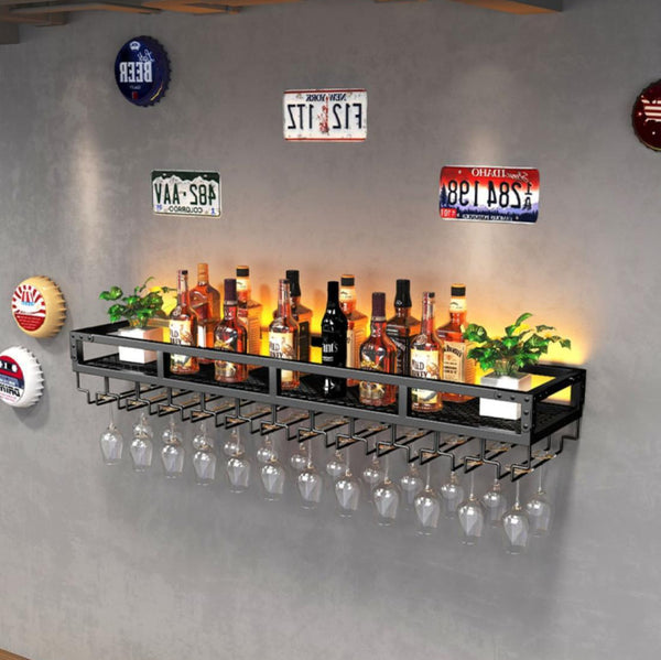 Bar wall wine rack Bar counter wall hanger Red wine upside down Restaurant hanging wine cabinet rack Light luxury wine glass rack