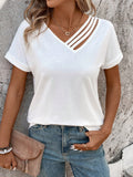 cross-border women's fashion minimalist t-shirt: new spring/summer v-neck, age-defying, versatile, and elegant top