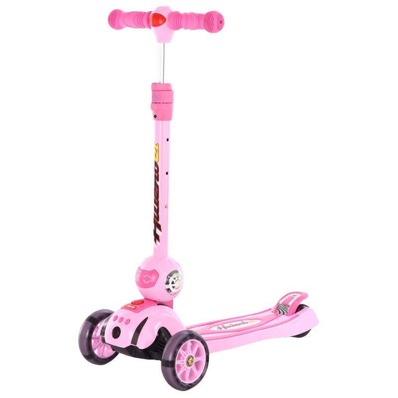 Children's four-wheel flash scooter, adjustable height children's toy scooter for 2-6 years old, supplied by the manufacturer