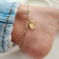 Amazon cross-border new 26 letter pendant square brand heart anklet stainless steel chain anklet simple style jewelry