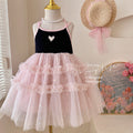 Korean style summer girls'  new fashionable baby girl chic heart mesh dress backless tank dress trendy