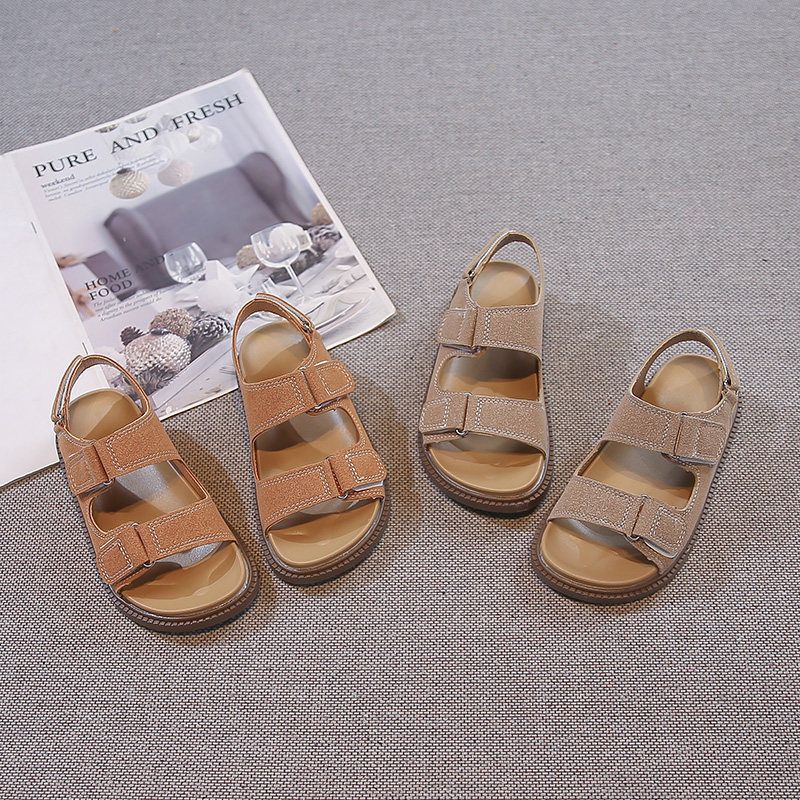 Girls' retro velcro sandals -  summer new arrivals: versatile, comfortable, and casual flat sandals for kids, perfect for beach and everyday wear