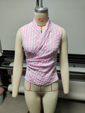 fashion  new arrivalfashionelegancestripesplaidv neck vest tops sleeveless shirt women's clothing