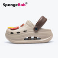 Spongebob squarepants thick sole crocs women's new arrival non-slip beach heightening toe cap sandals slippers women's summeroutwear