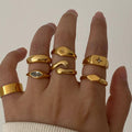 European and american cross-border jewelry retro simple eight-pointed star ring female stylish alloy cold wind face knuckle ring